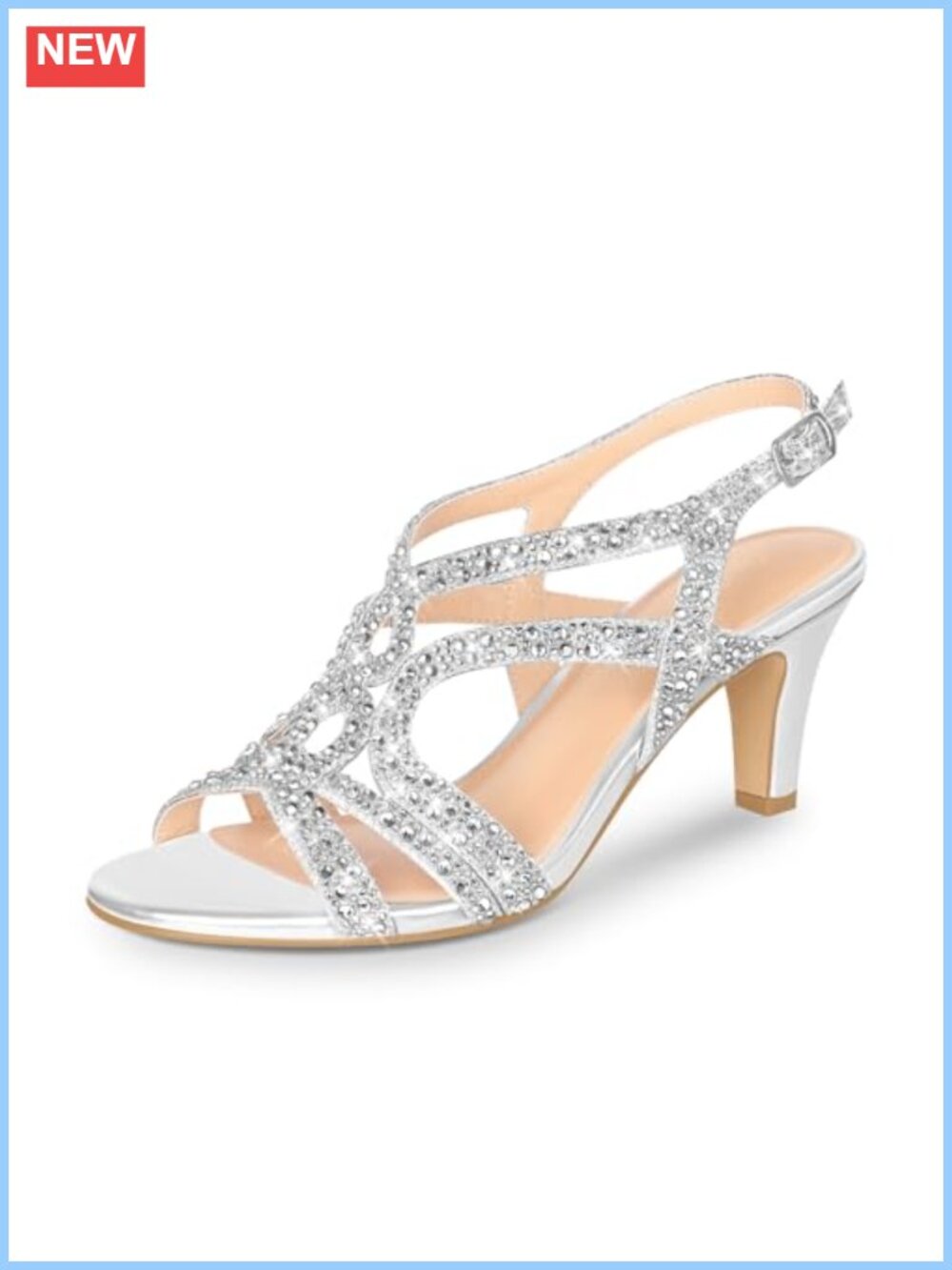 Sparkling Rhinestone Slingback High Heel Sandals 3 Inch